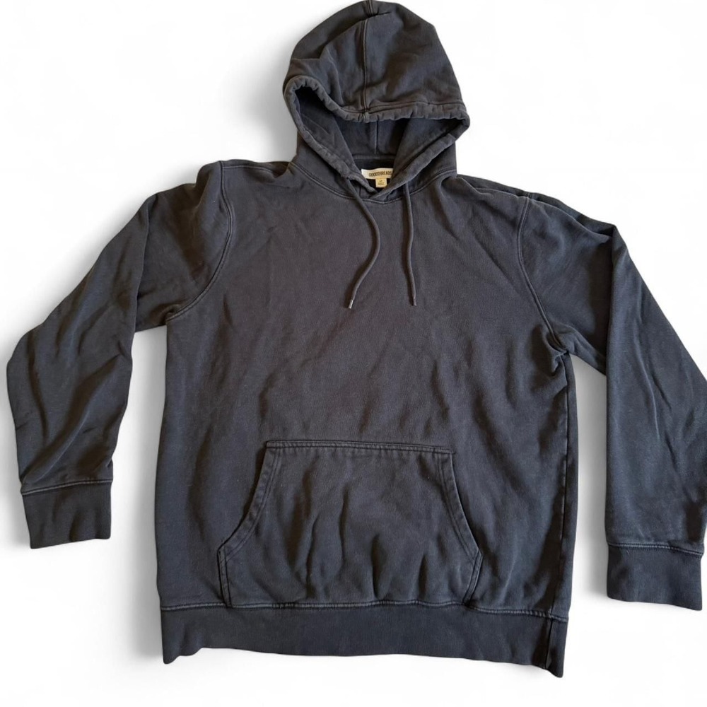 Goodthreads Faded Black Blank Cotton Hoodie, Size‎ Large Tall - Vintage Style